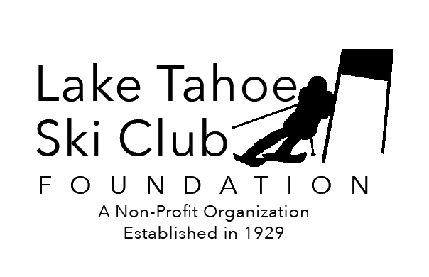 Lake tahoe ski club black and white logo outlining ski racer