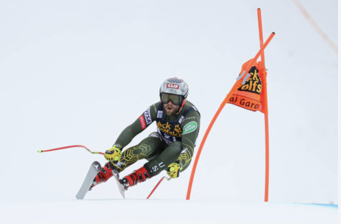 Ski racer mid race